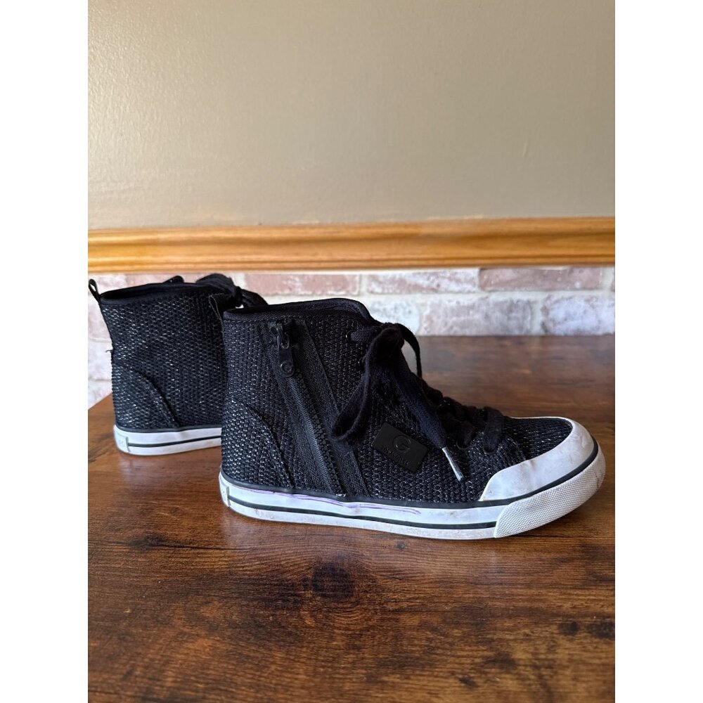 G Los Angeles Black Textured High-Top Sneakers With Side Zipper & Laces - Picture 5 of 16